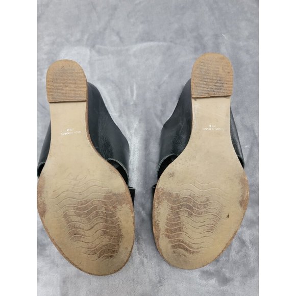 J. Jill Open Toe Criss Cross Strap Wedge Size 7.5 Black Leather Slip On Sandals - Picture 8 of 8